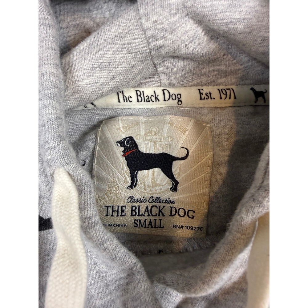 The Black Dog Grey All Over Print Hoodie Sweatshirt Womens Small Classic Logo - Picture 4 of 5